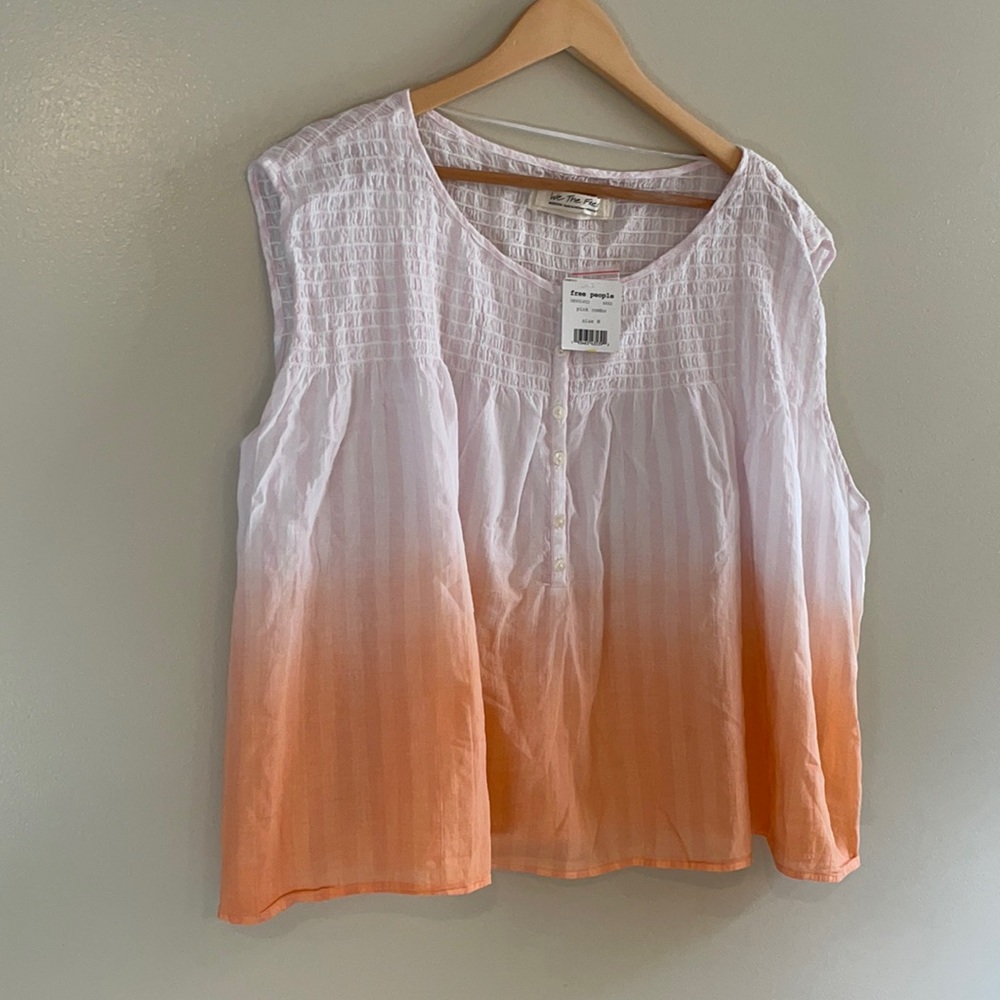 NWT (M) free people little bit of something cotton boho smock ombré sleeveless - Picture 10 of 10